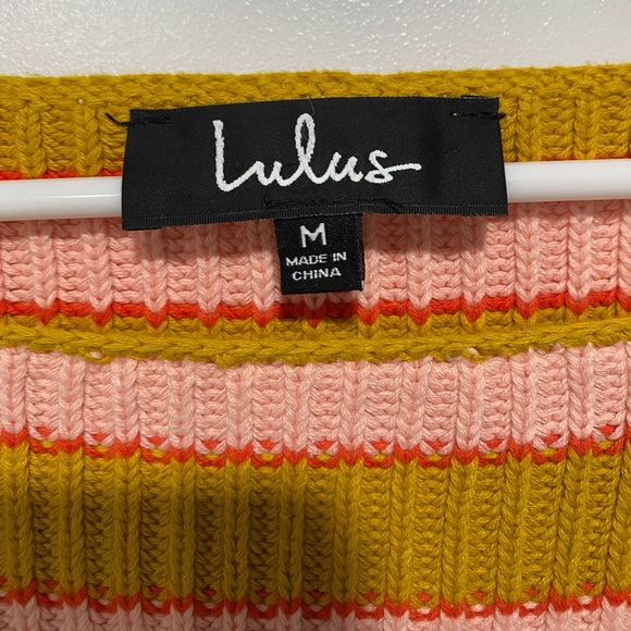 Lulus teyanna pink & mustard yellow striped sweater. Size M - Picture 6 of 10